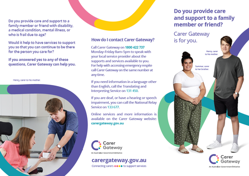 the product image of A brochure that explains Carer Gateway and how it can help carers